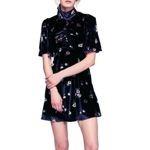 Free People 90's Retro Velvet Floral Print Dress